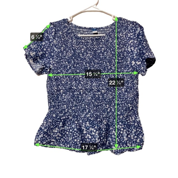 Fitted smocked top flutter sleeves blue size medium Old Navy - Picture 3 of 3